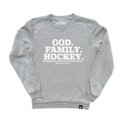 God. Hockey. Family. USA Made Sweatshirt