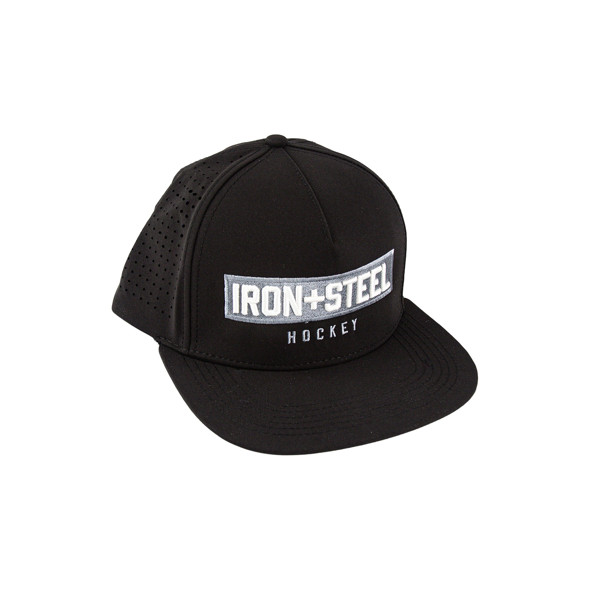 Iron+Steel Plate Snapback Hat - Black