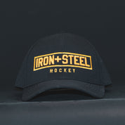 Iron+Steel Gold Plate Snapback Hat - Black Curve