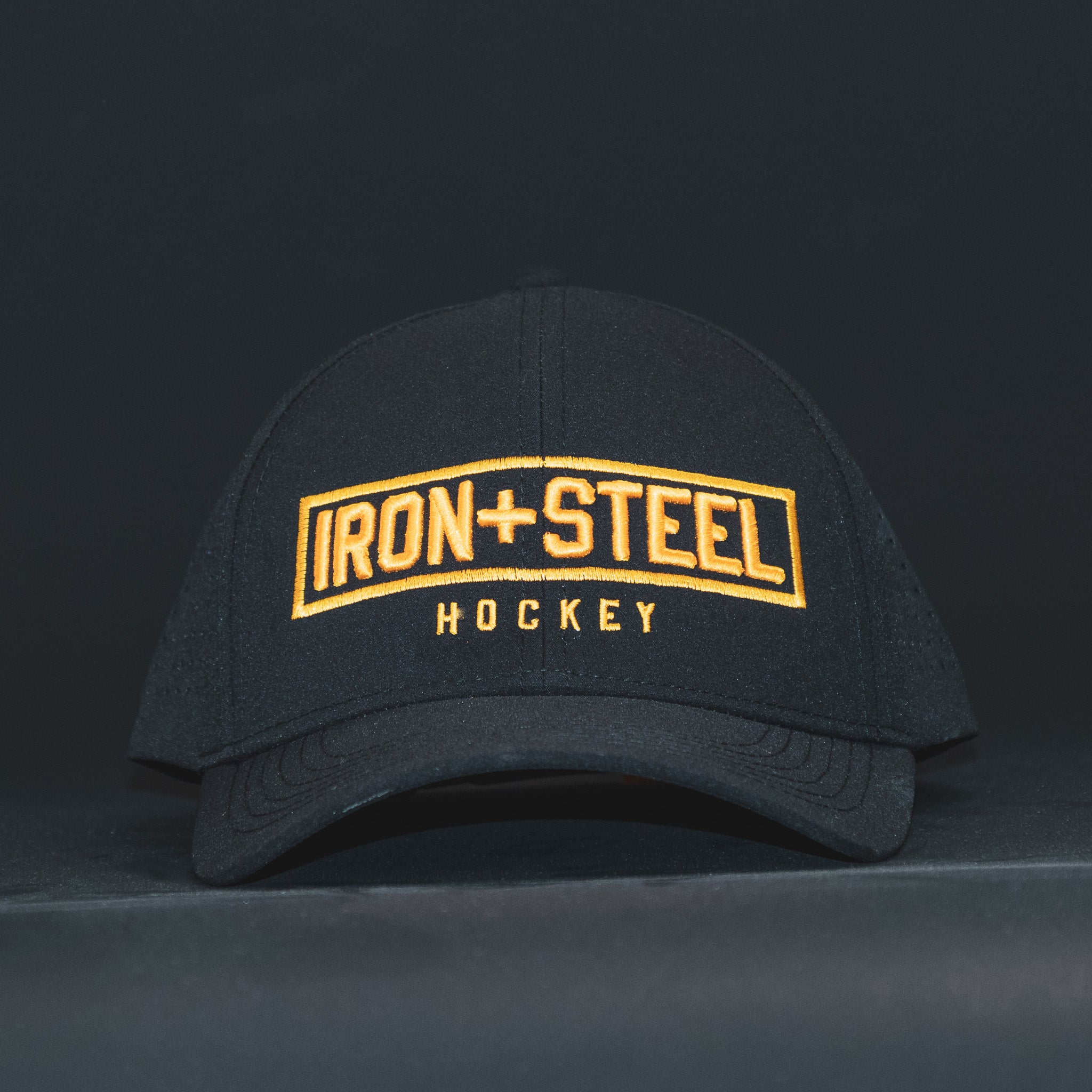 Iron+Steel Gold Plate Snapback Hat - Black Curve