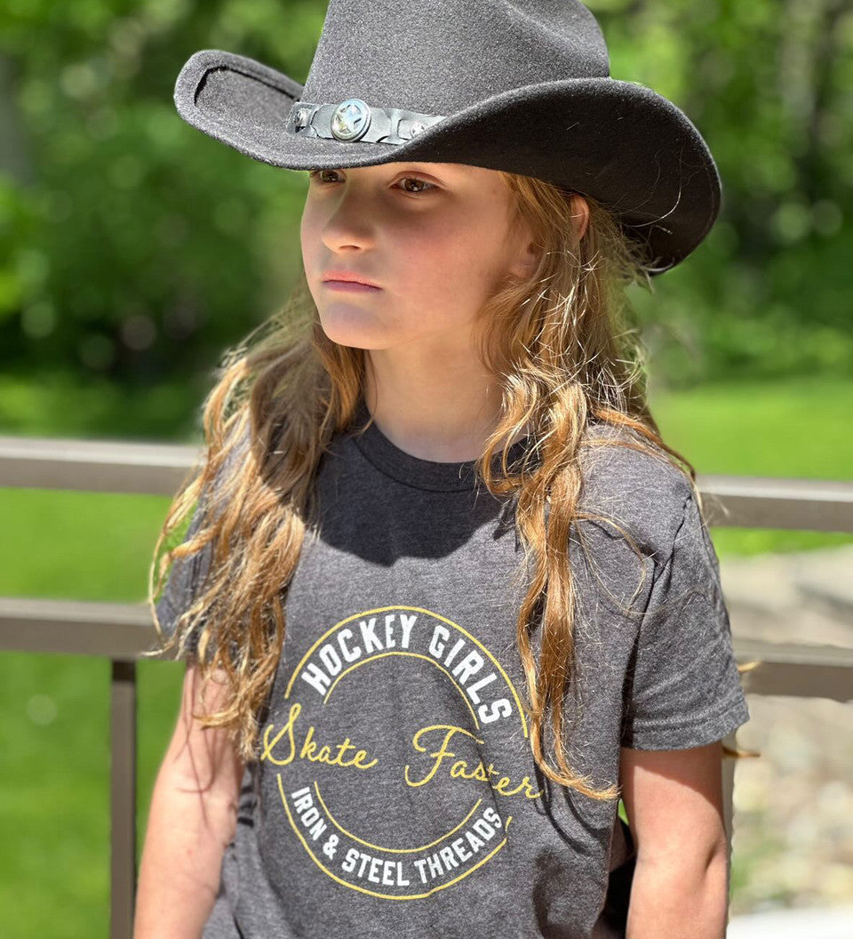 Hockey Girls Skate Faster USA Made Kids Tee