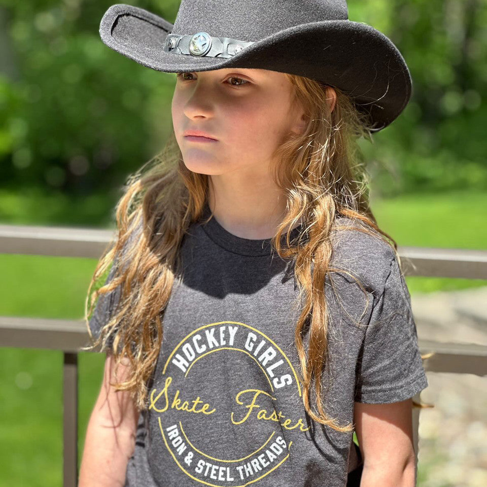 Hockey Girls Skate Faster USA Made Kids Tee
