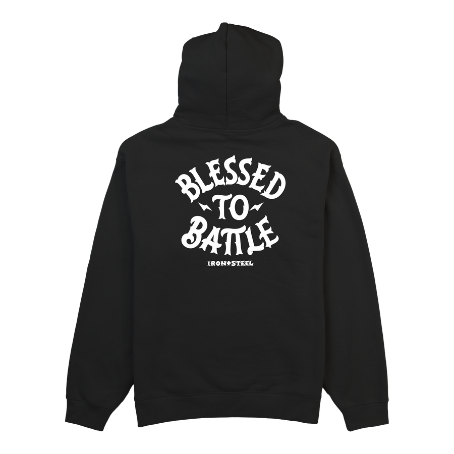 Blessed to Battle Hockey Midweight Hoodie – Black – Back