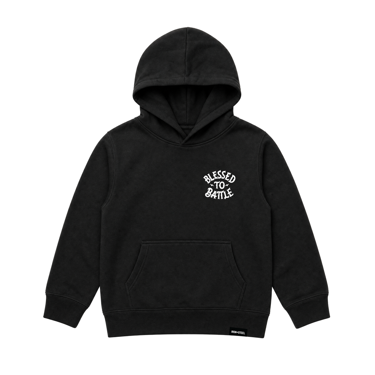 Blessed to Battle Hockey Toddler Hoodie – Black – Front