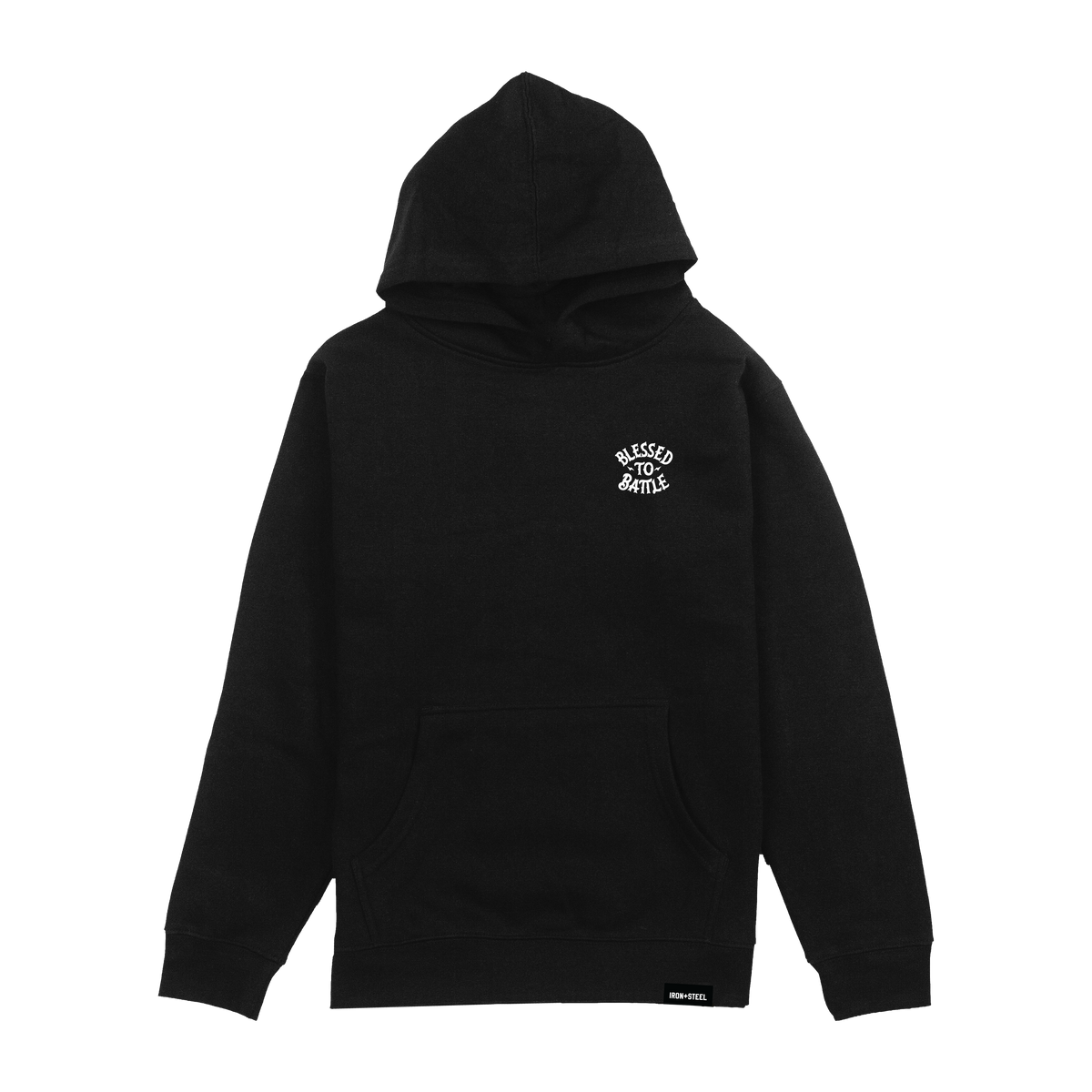 Blessed to Battle Hockey Youth Hoodie – Black – Front