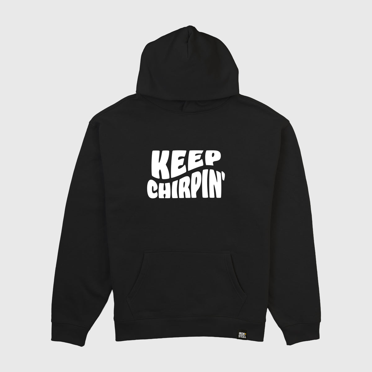 Keep Chirpin' Hockey Midweight Hoodie in black, front