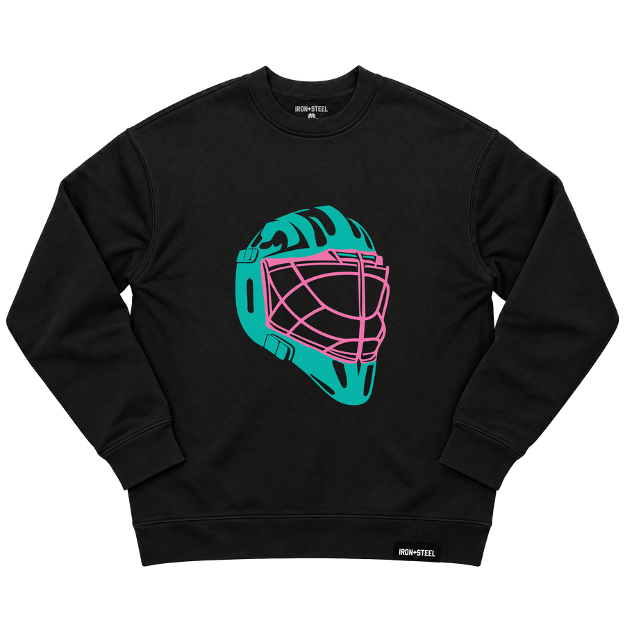 Color Goalie Helmet Sweatshirt in black, front