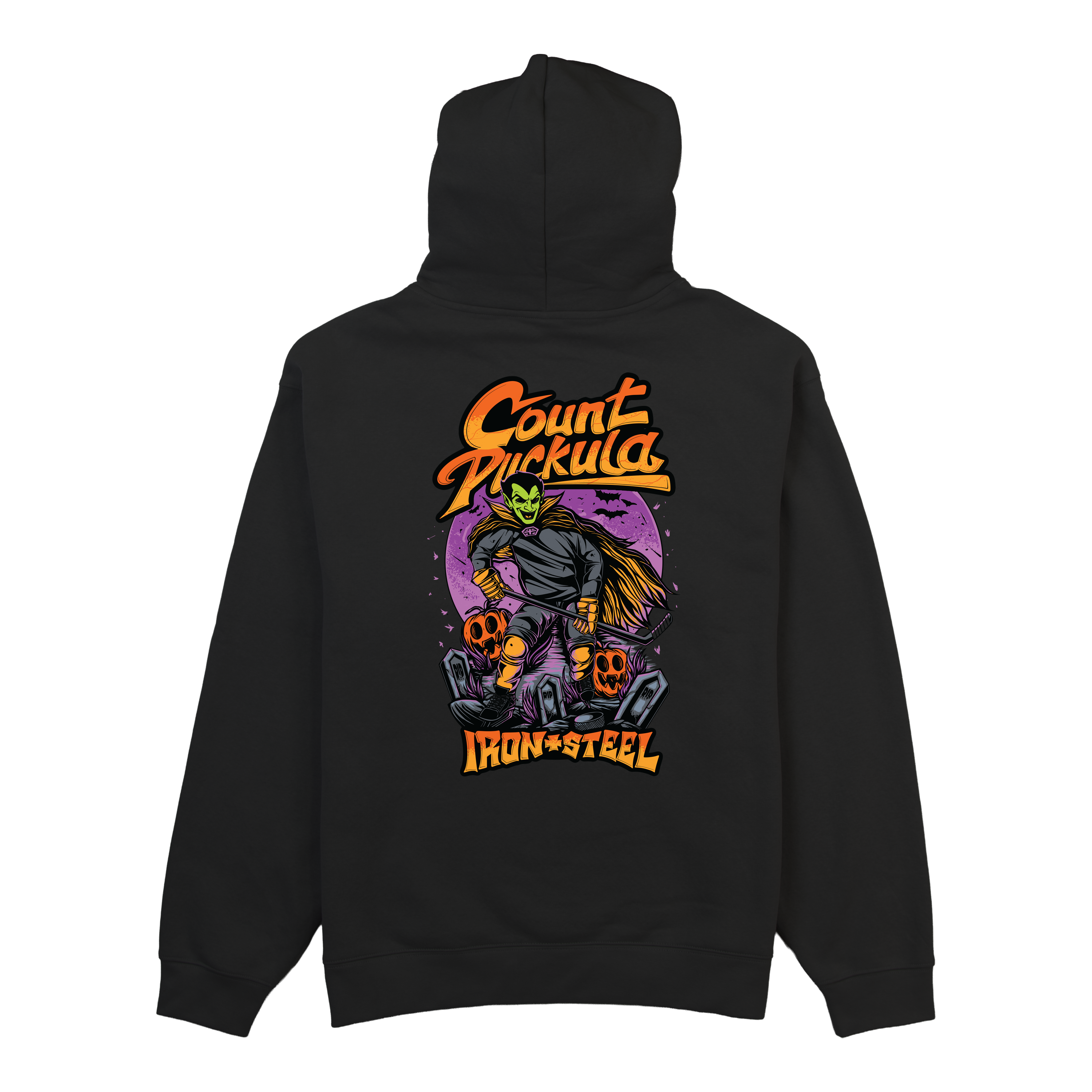 Count Puckula Hockey Midweight Hoodie in black, back print