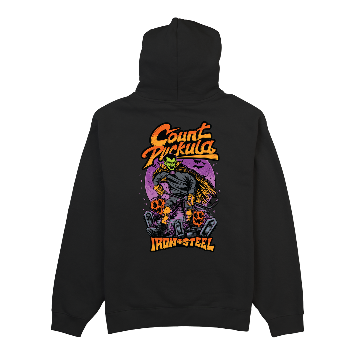 Count Puckula Hockey Midweight Hoodie in black, back print
