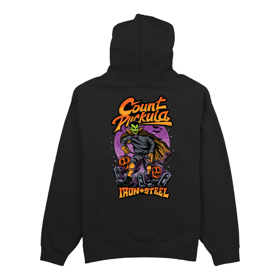 Count Puckula Hockey Midweight Hoodie in black, back print
