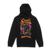 Count Puckula Hockey Youth Hoodie in black, back print