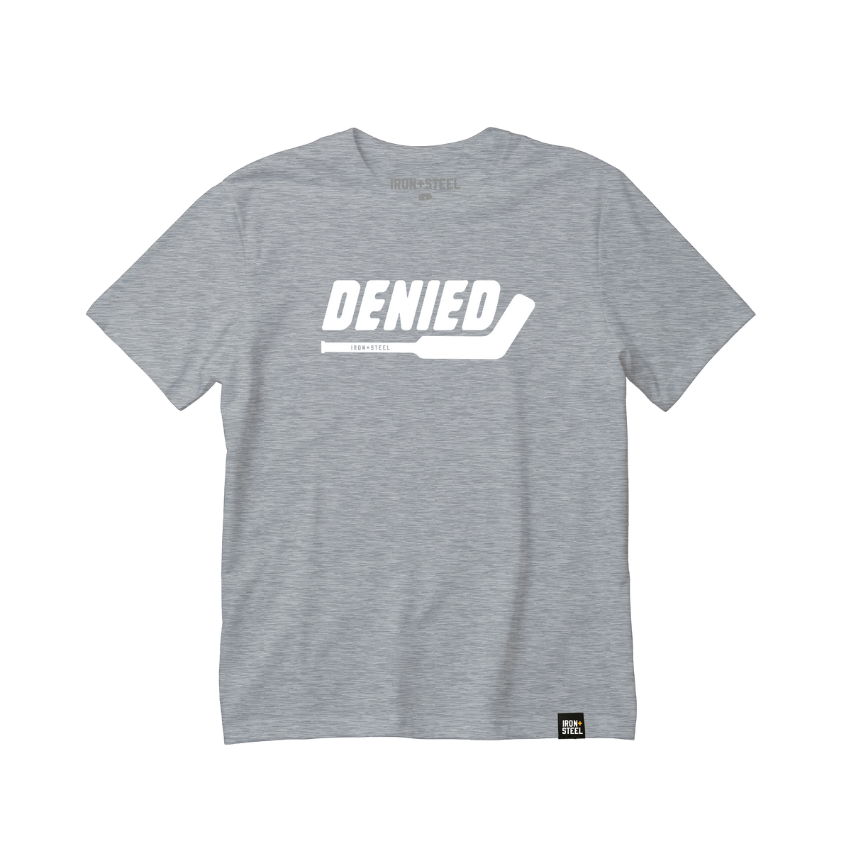 Denied Goalie Stick Hockey Tee in grey