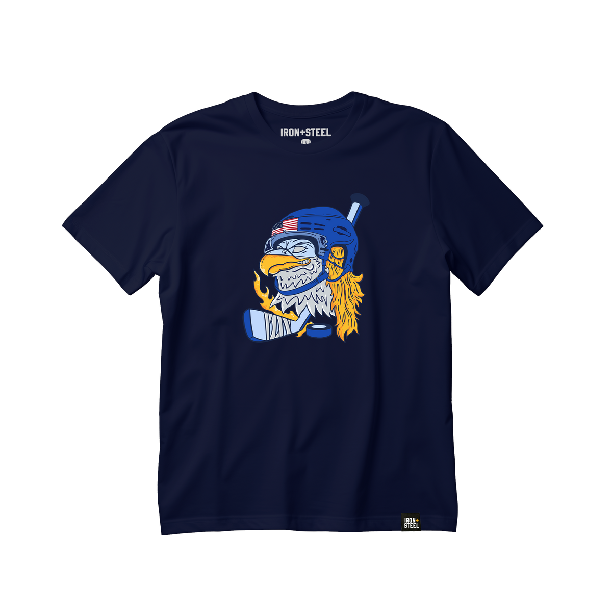 USA Bald Eagle Mullet Hockey Tee in navy