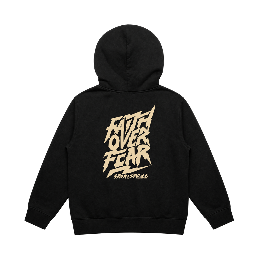 Faith Over Fear Hockey Toddler Hoodie – Black – Back
