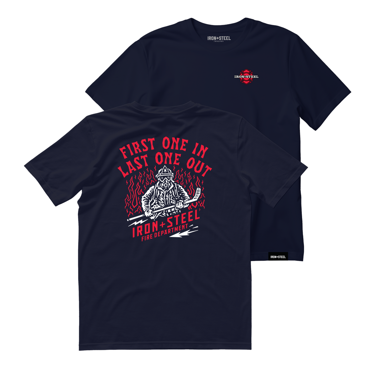 First One In Last One Out Hockey Tee in navy