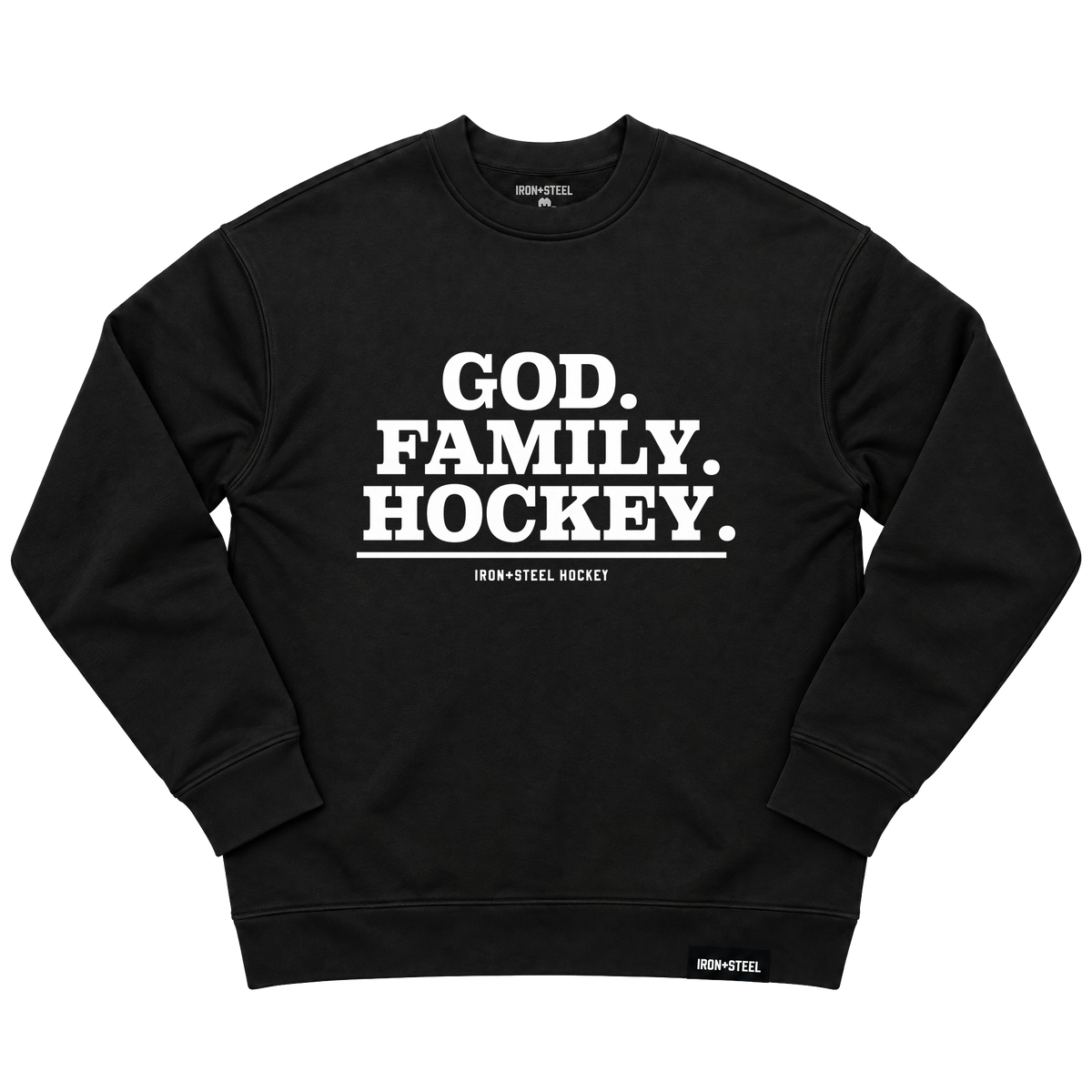 God Family Hockey Sweatshirt in black, front