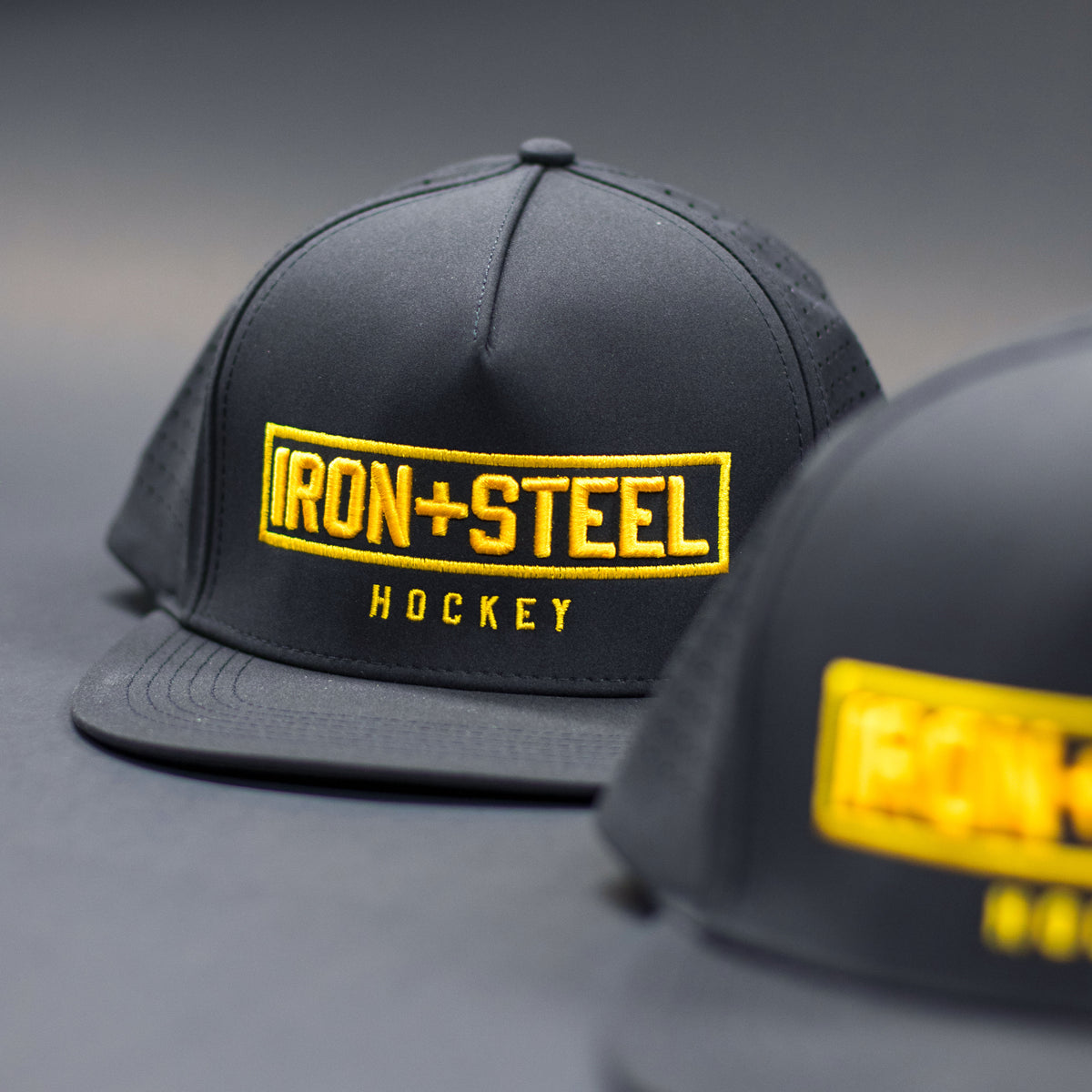 Iron+Steel Gold Plate Snapback Hat - Black