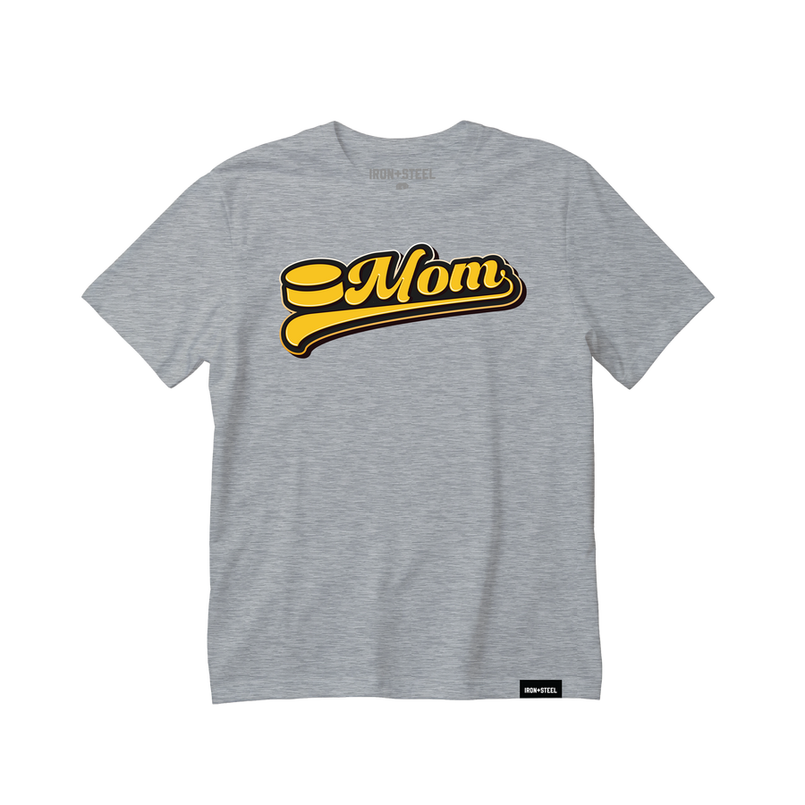 Hockey Mom Script Puck T-Shirt