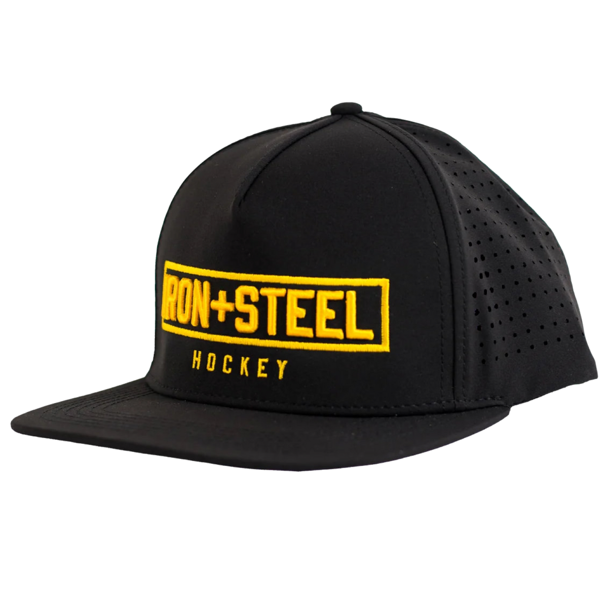 Iron+Steel Gold Plate Snapback Hat - Black