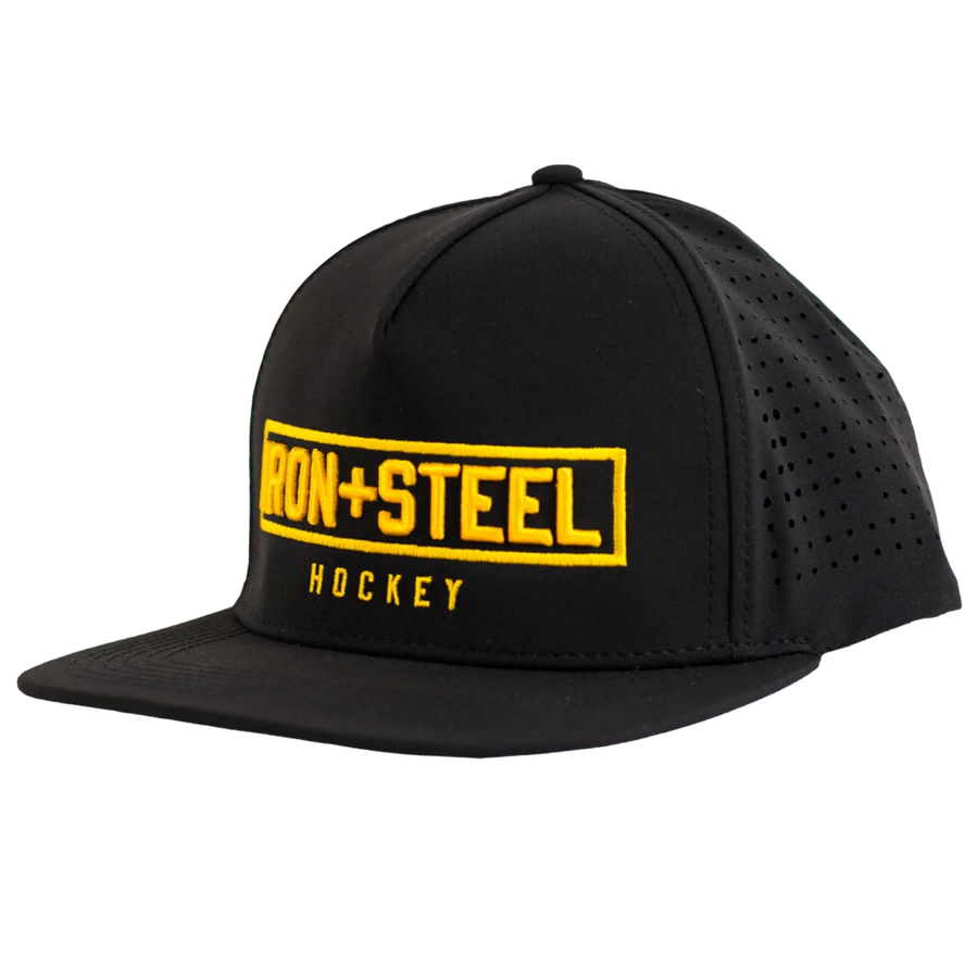 Iron+Steel Gold Plate Snapback Hat - Black
