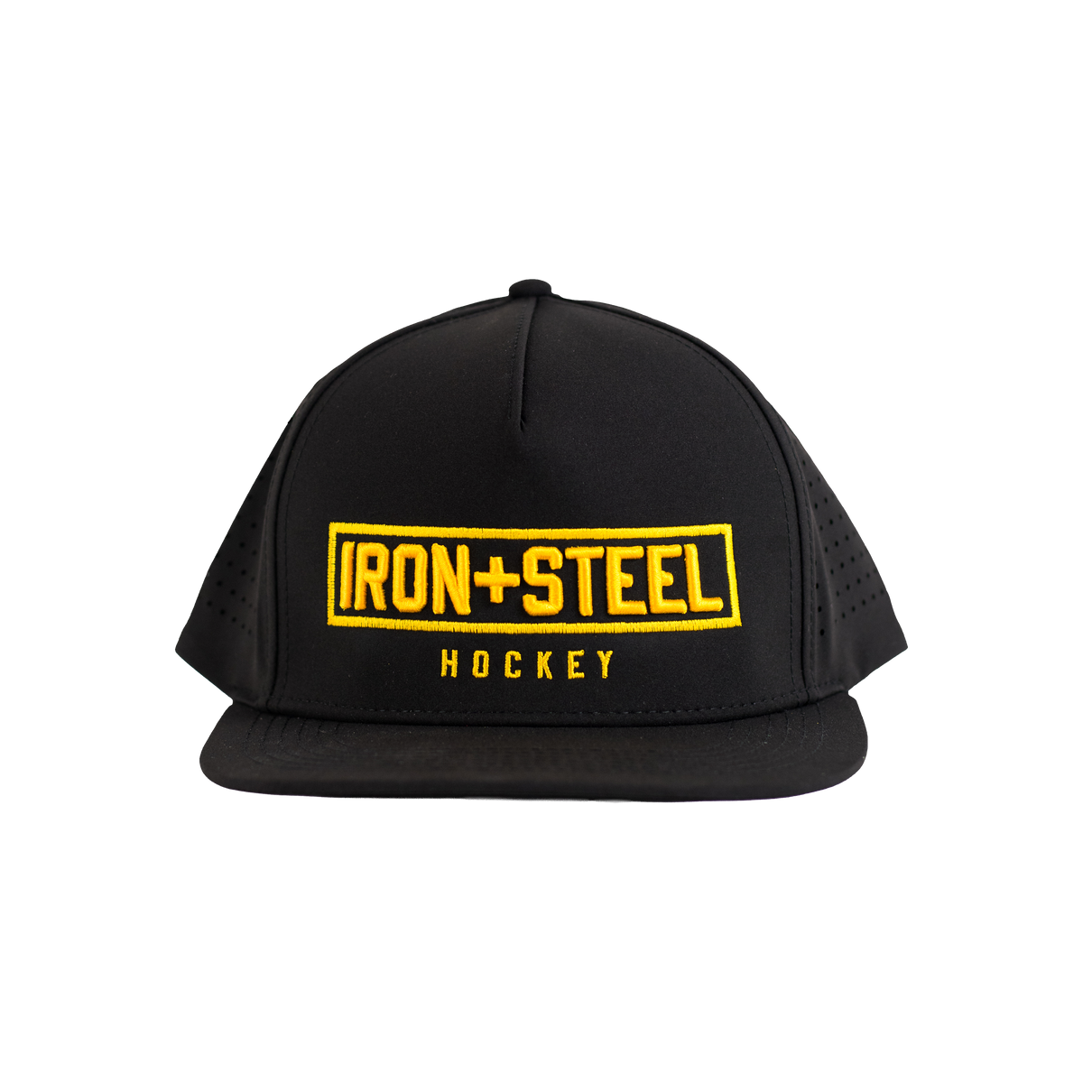 Iron+Steel Gold Plate Snapback Hat - Black