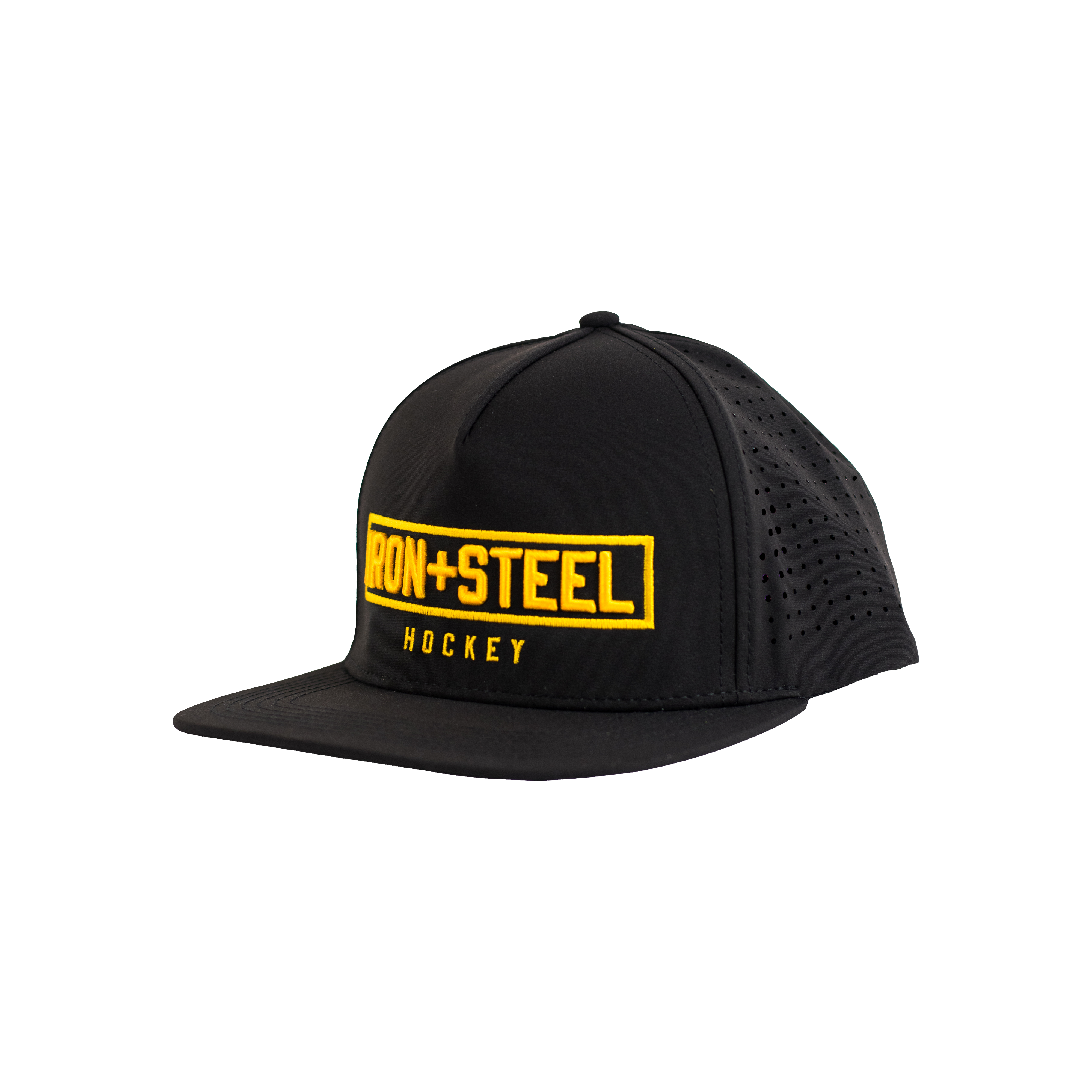 Iron+Steel Gold Plate Snapback Hat - Black