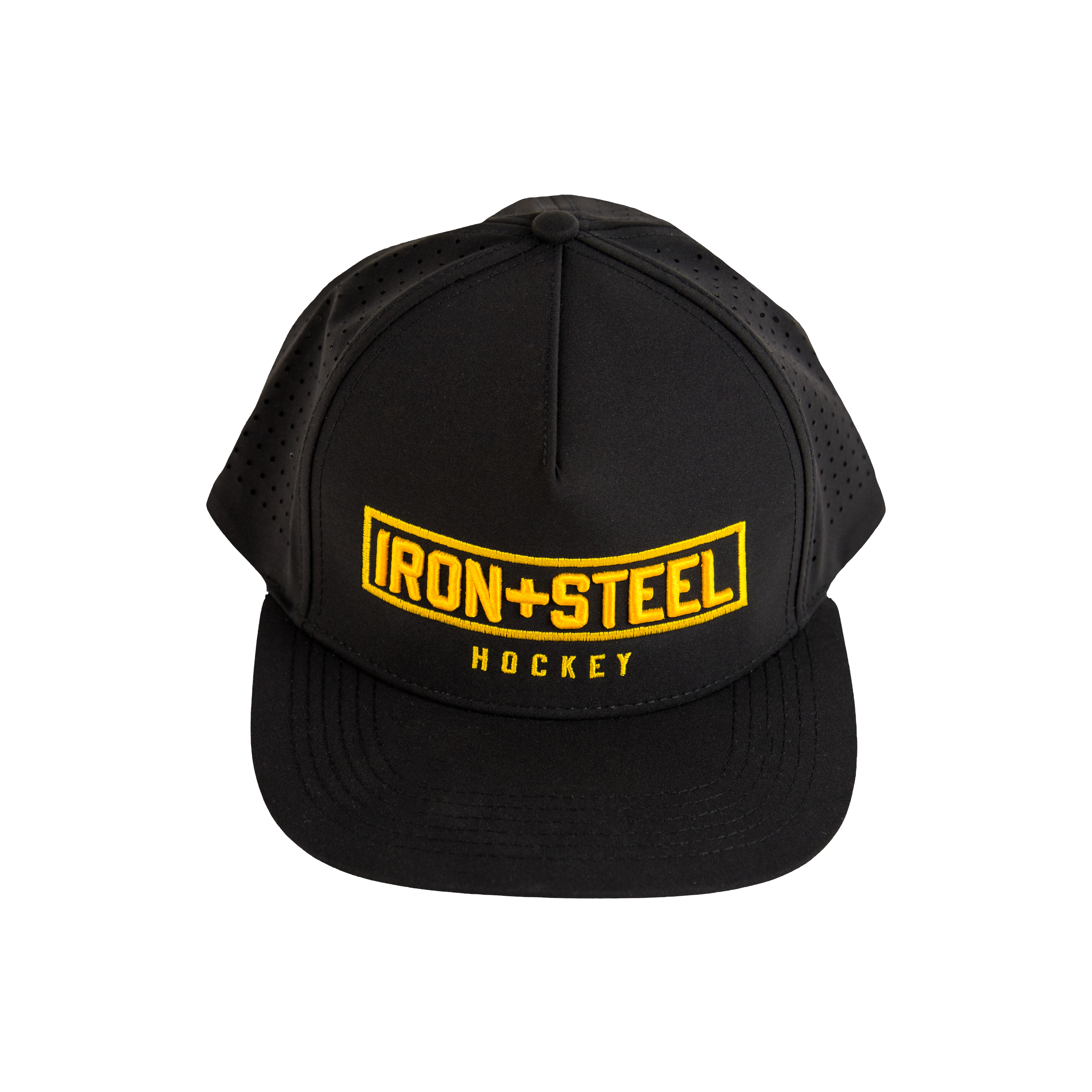Iron+Steel Gold Plate Snapback Hat - Black