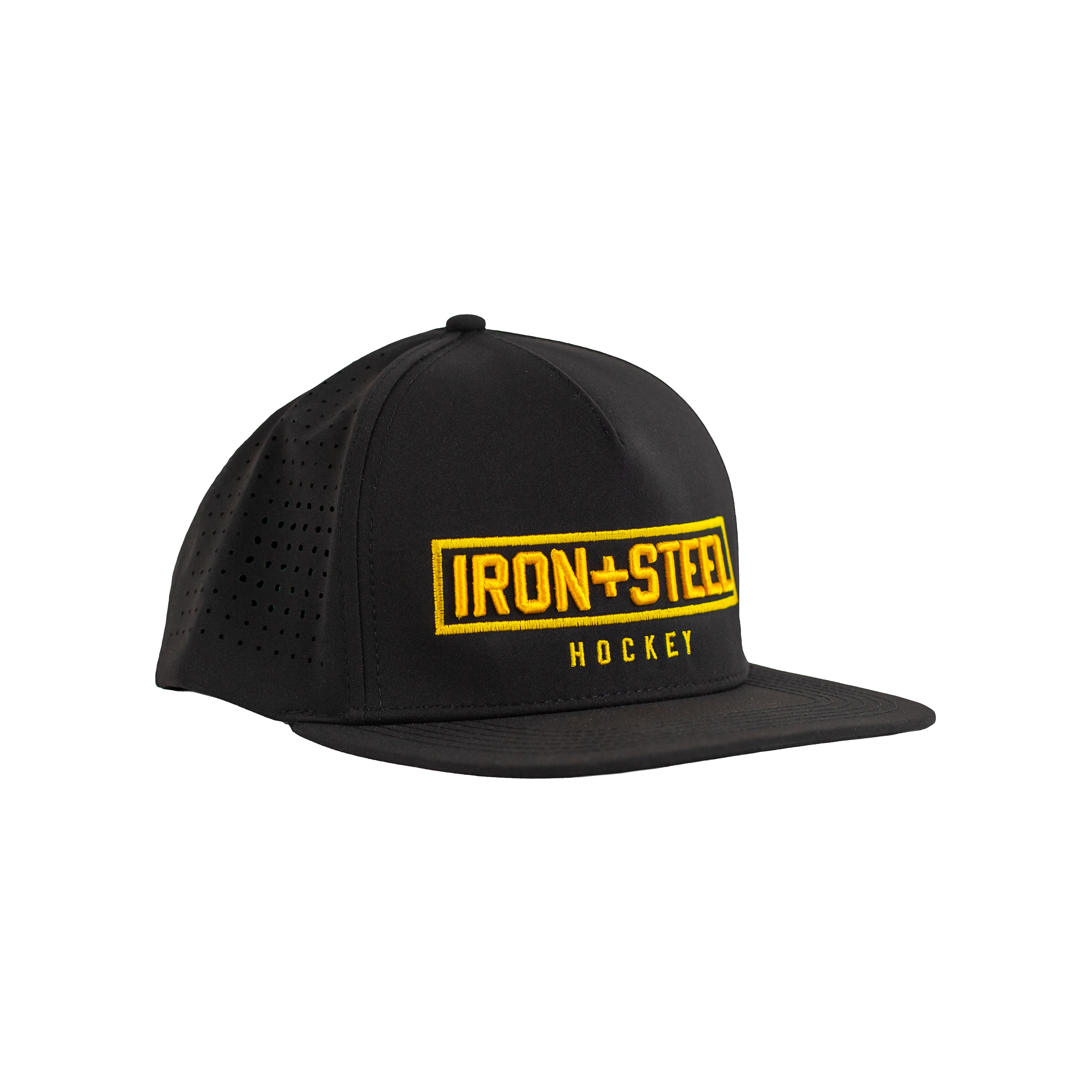 Iron+Steel Gold Plate Snapback Hat - Black