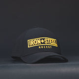 Iron+Steel Gold Plate Snapback Hat - Black Curve
