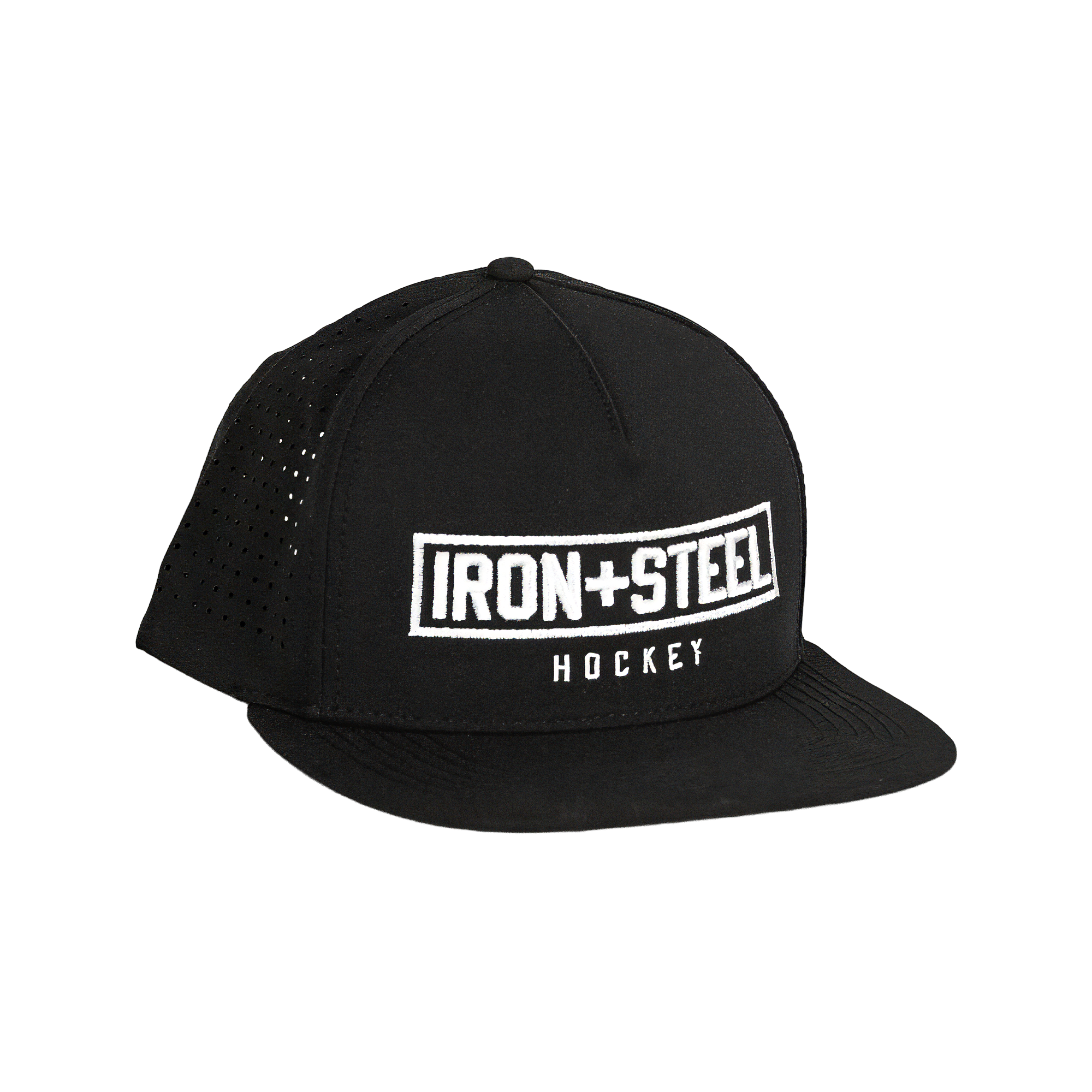 Iron+Steel Plate Snapback Hat - Black/White