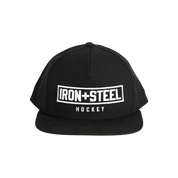 Iron+Steel Plate Snapback Hat - Black/White