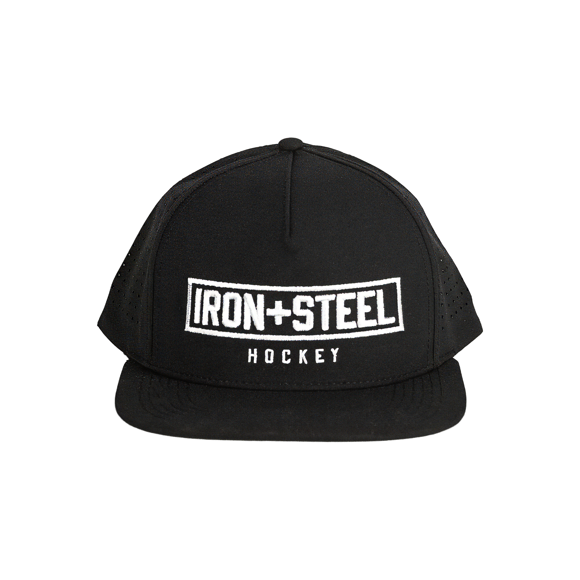 Iron+Steel Plate Snapback Hat - Black/White