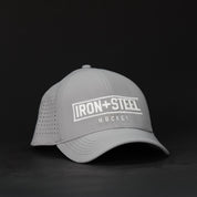 Iron+Steel Plate Snapback Hat - Grey/White