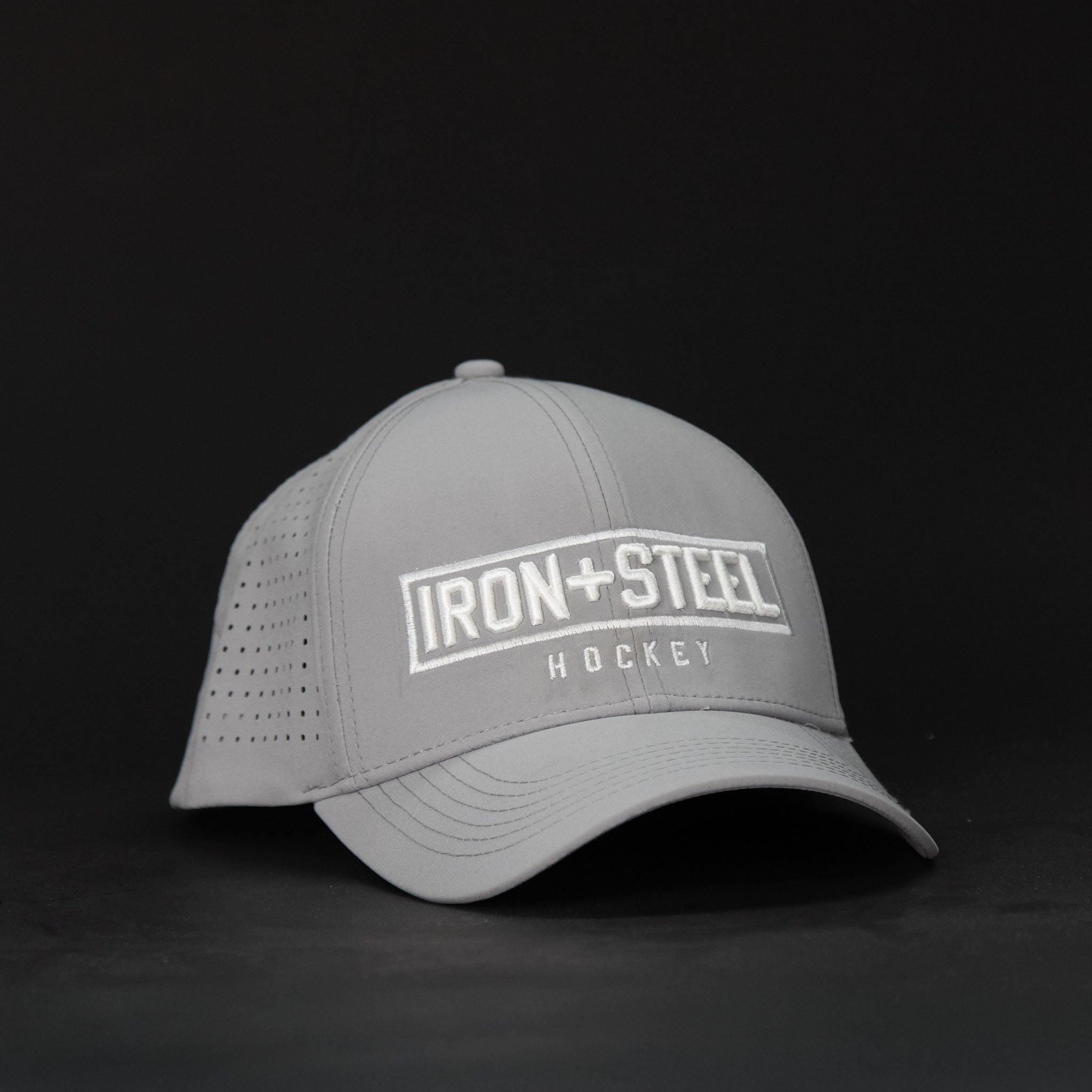 Iron+Steel Plate Snapback Hat - Grey/White