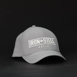 Iron+Steel Plate Snapback Hat - Grey/White