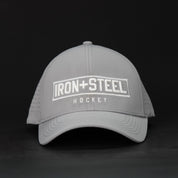 Iron+Steel Plate Snapback Hat - Grey/White