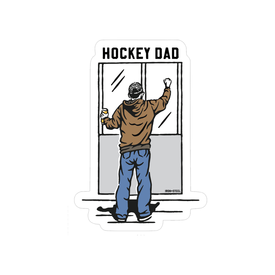 Cheering Hockey Dad Sticker