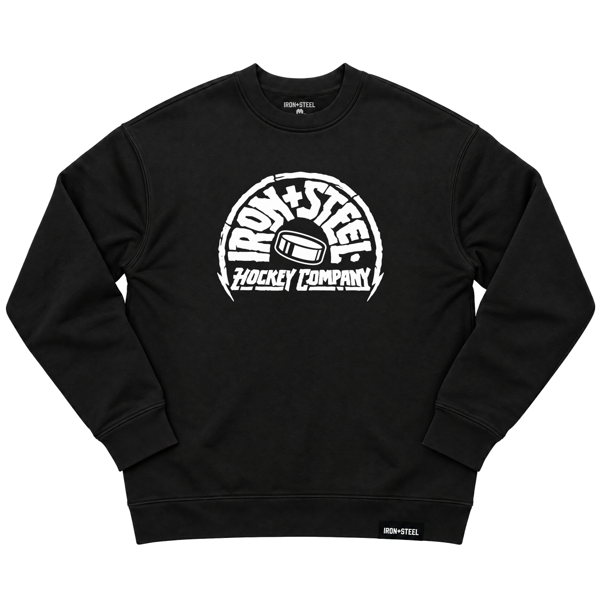 Iron+Steel Co Puck Sweatshirt in black, front