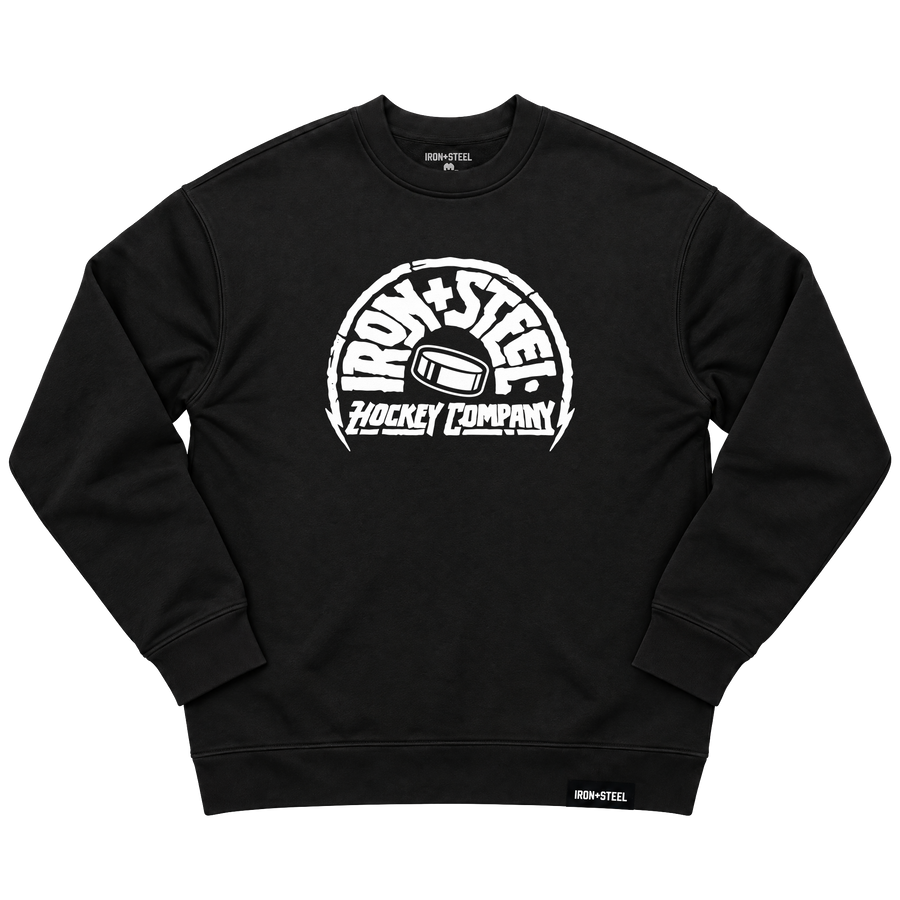 Iron+Steel Co Puck Sweatshirt in black, front