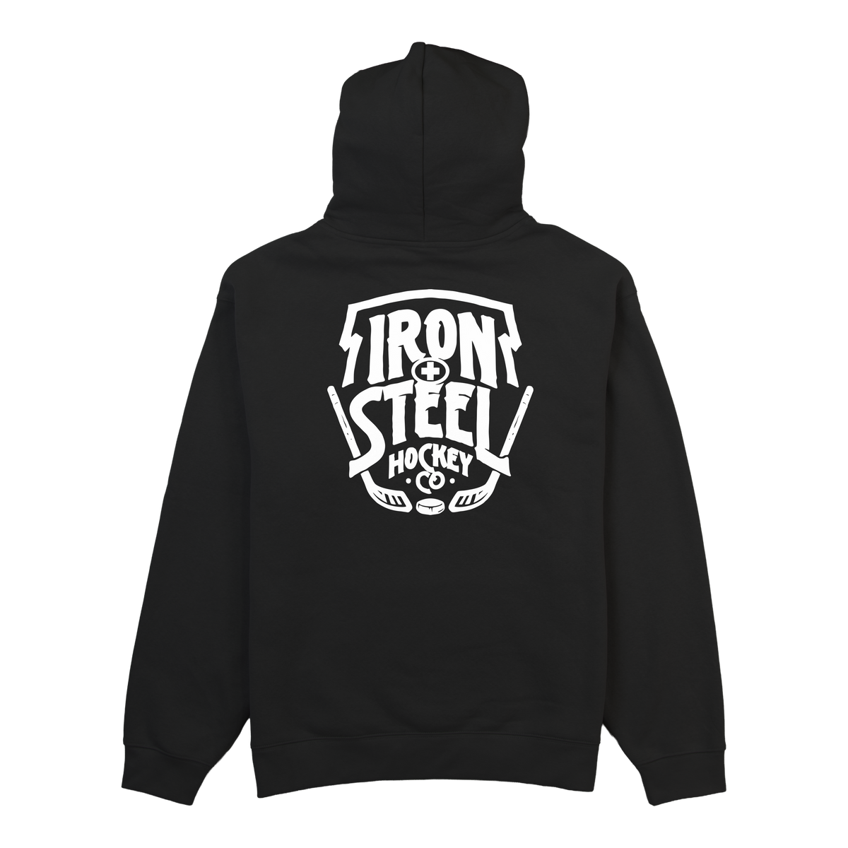 Iron+Steel Co Sticks Midweight Hoodie in black, back