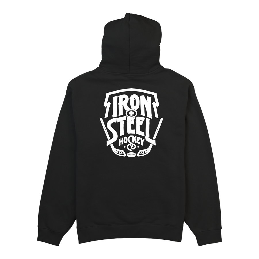 Iron+Steel Co Sticks Midweight Hoodie in black, back