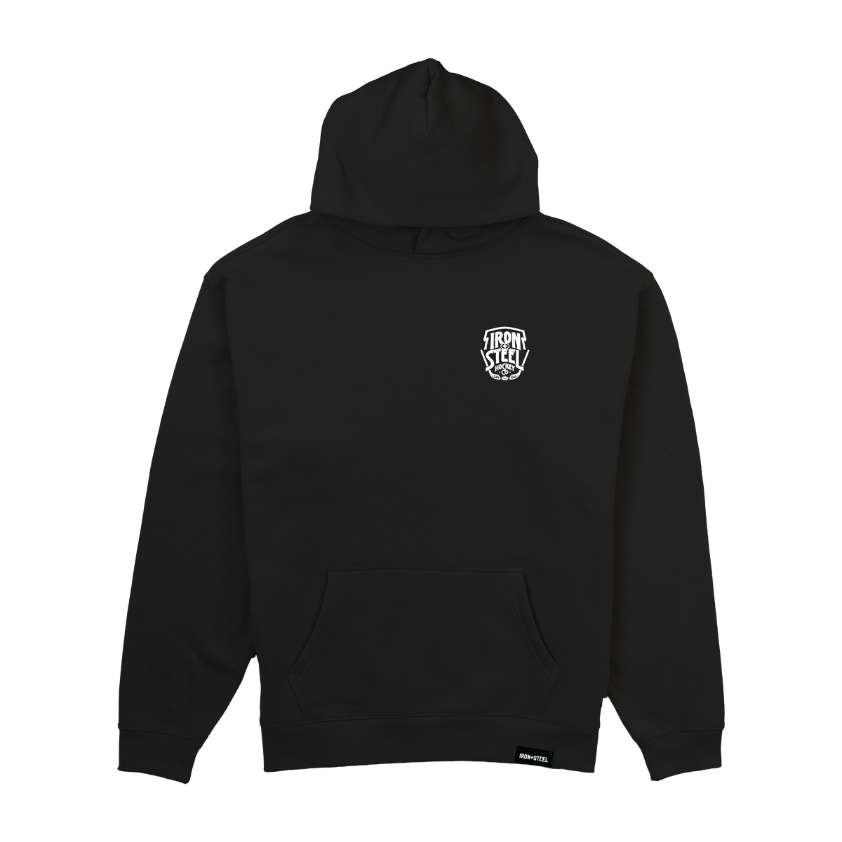 Iron+Steel Co Sticks Midweight Hoodie in black, front