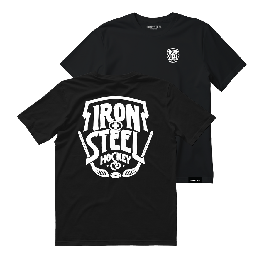 Iron+Steel Co Sticks Tee in black, front and back