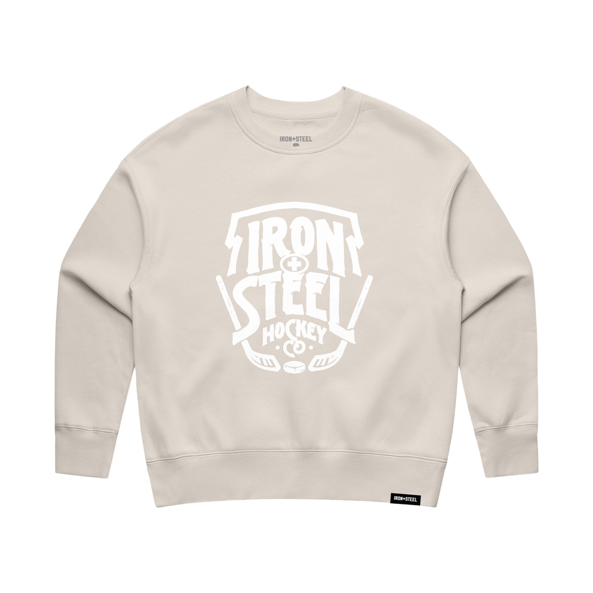 Iron+Steel Co Sticks Women's Crew in bone, front