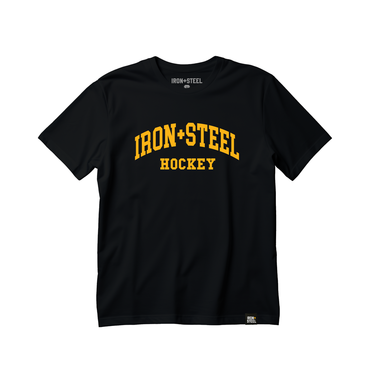 Iron+Steel Arc Gold Hockey Tee in black
