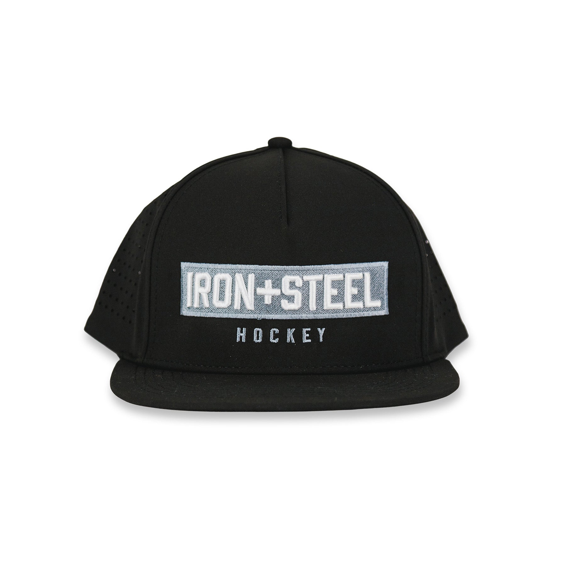 Iron+Steel Plate Snapback Hat - Black