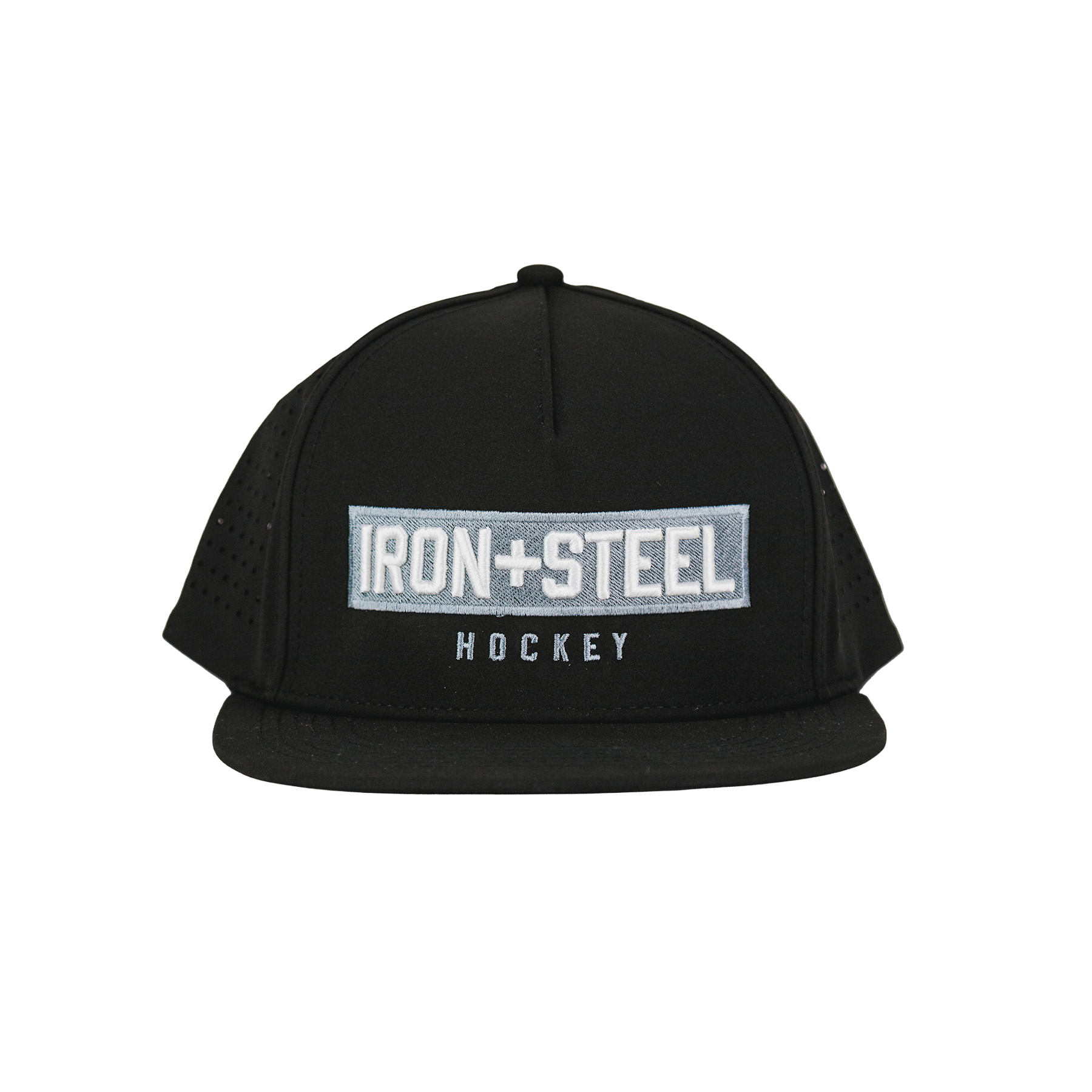 Iron+Steel Plate Snapback Hat - Black