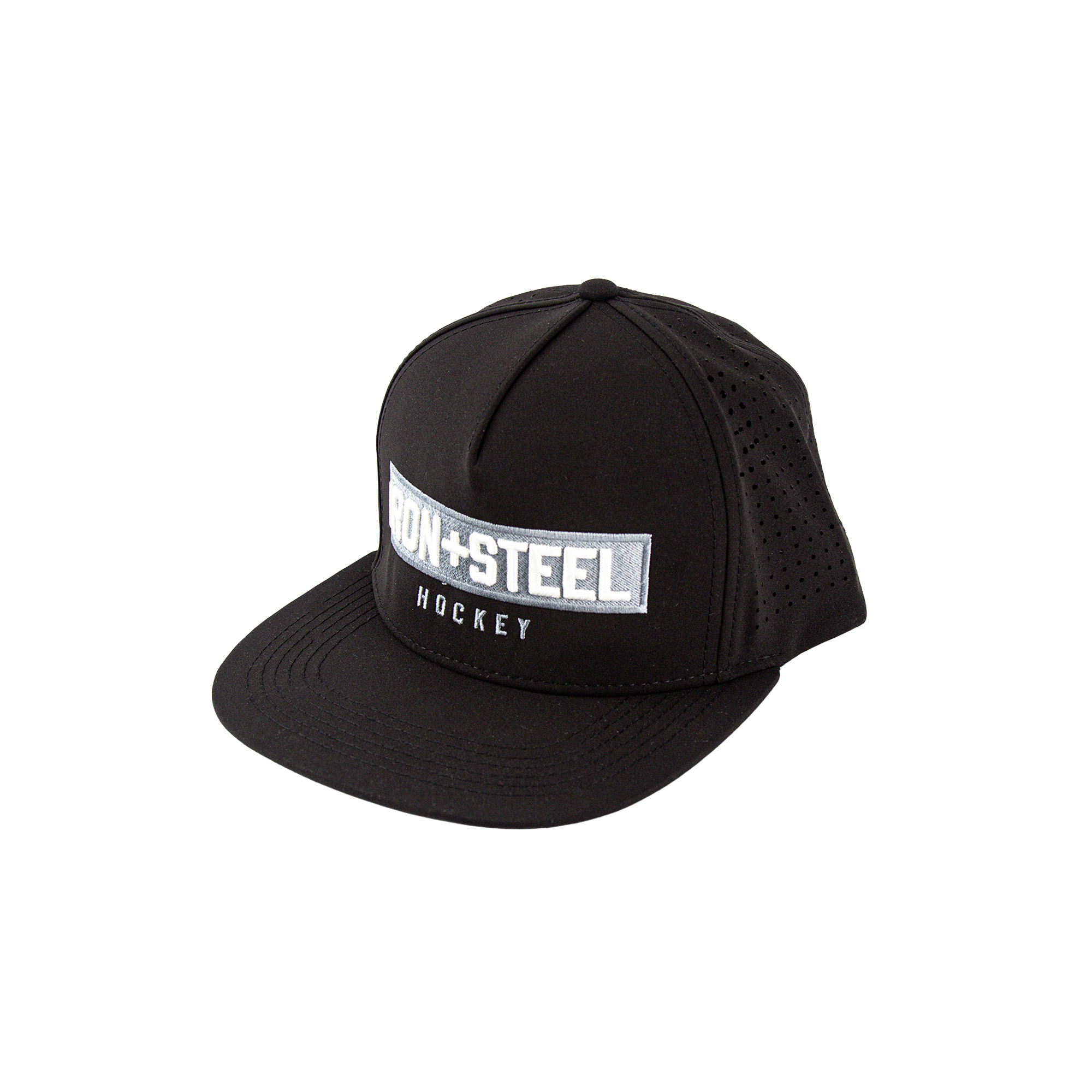 Iron+Steel Plate Snapback Hat - Black