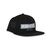 Iron+Steel Plate Snapback Hat - Black