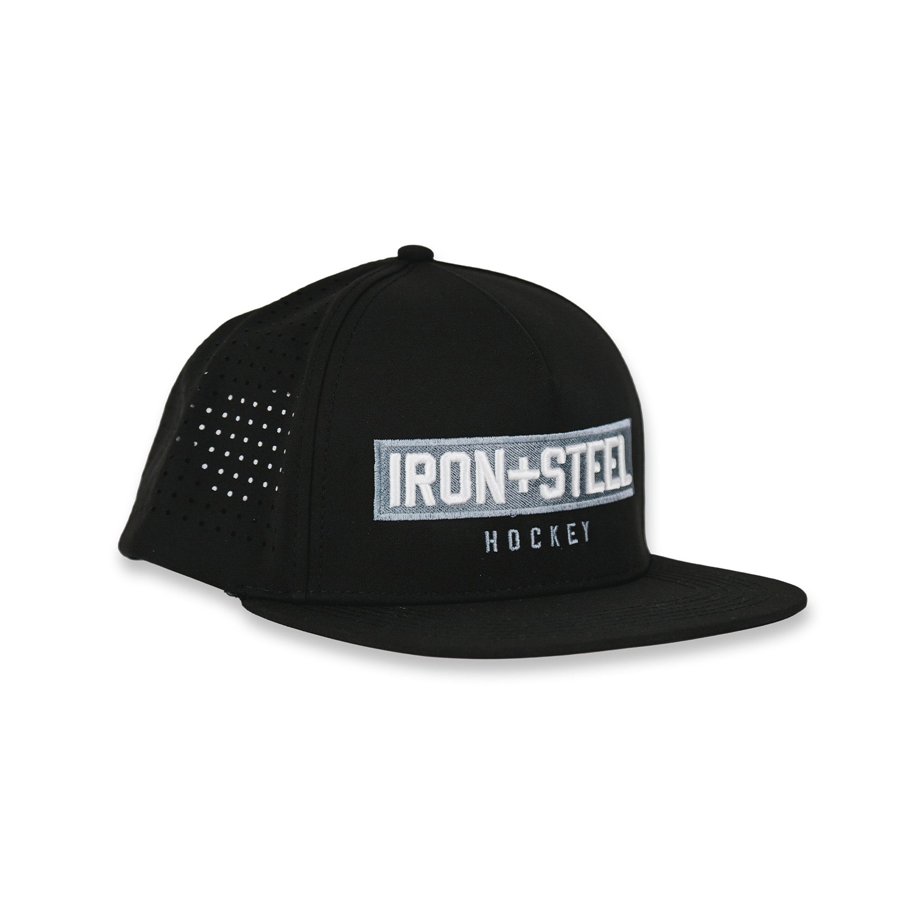 Iron+Steel Plate Snapback Hat - Black